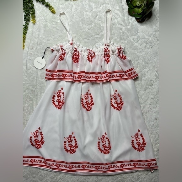 Tularosa Desert Moon Sleeveless Mini Dress in White Red Medallion Print NWT Med - Picture 3 of 16